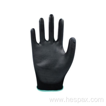 Hespax Seamless Knitted PU Gloves Electronic Assembly Garden